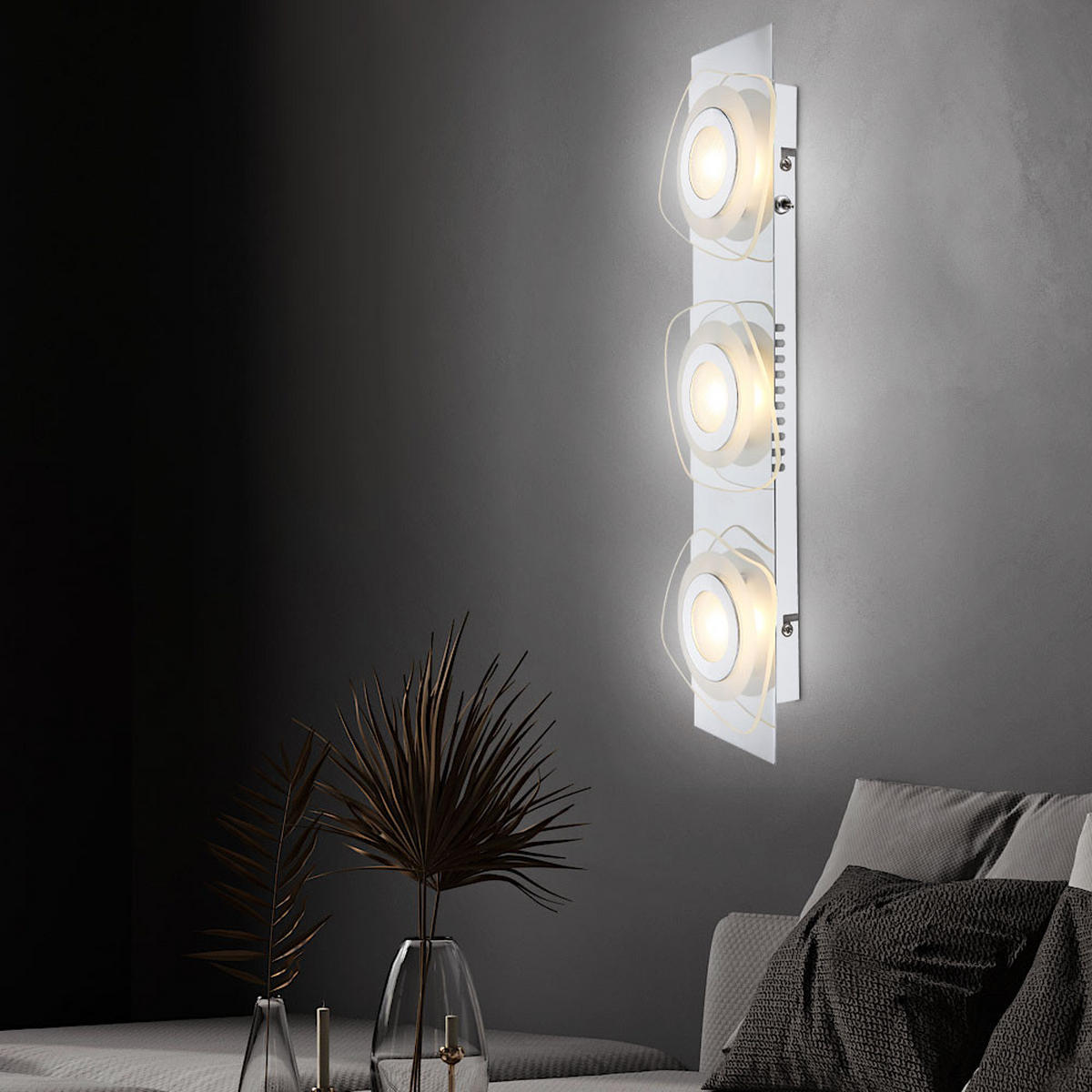 LED WANDLEUCHTE LOBBY Chrom Silber - Silberfarben, Glas (5/46/14cm) - Globo Lighting