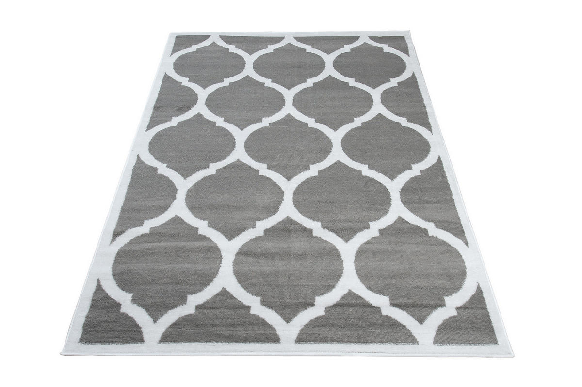 TEPPICH LUXURY Grau Marokkanisch Gitter 250/350 cm - Grau, Textil (250/350cm) - Tapiso