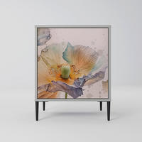 SIDEBOARD SOFTEN POPPY, Grau, 57,5x42x72,5 cm, Schwarze Metallfüße - Multicolor/Schwarz, Holzwerkstoff/Metall (57.5/72.5/42cm) - SpaceRebels