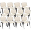 BESUCHERSTUHL 12er Set Lederlook creme - Creme/Schwarz, Textil/Metall (53/83/53cm) - CLP