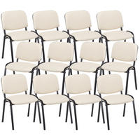 BESUCHERSTUHL 12er Set Lederlook creme - Creme/Schwarz, Textil/Metall (53/83/53cm) - CLP