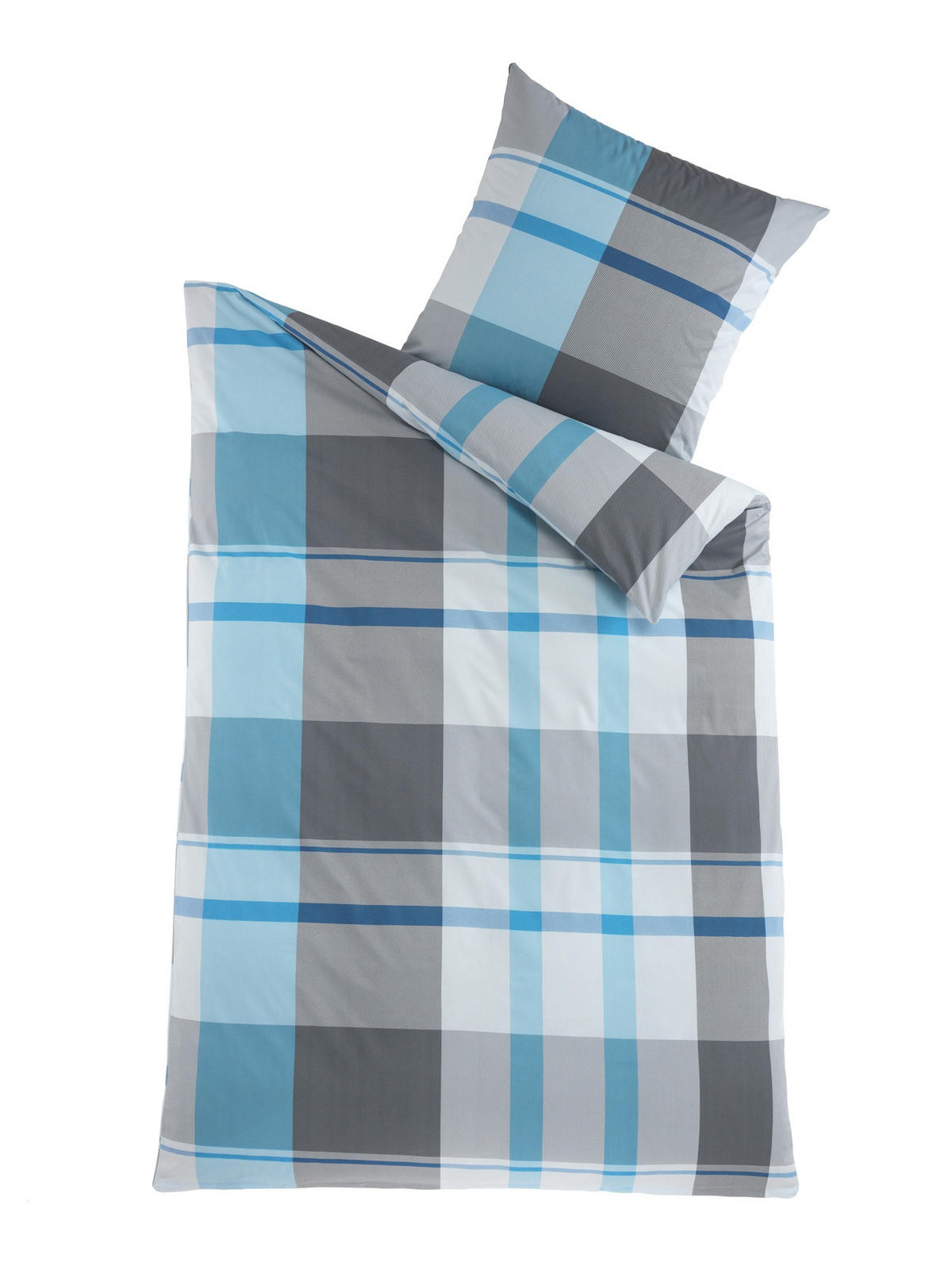 BETTWÄSCHE 135x200 Renforce Baumwolle Bettbezug Karo Muster Blau Grau kariert - Blau, Textil (135/200cm) - Carpe Sonno