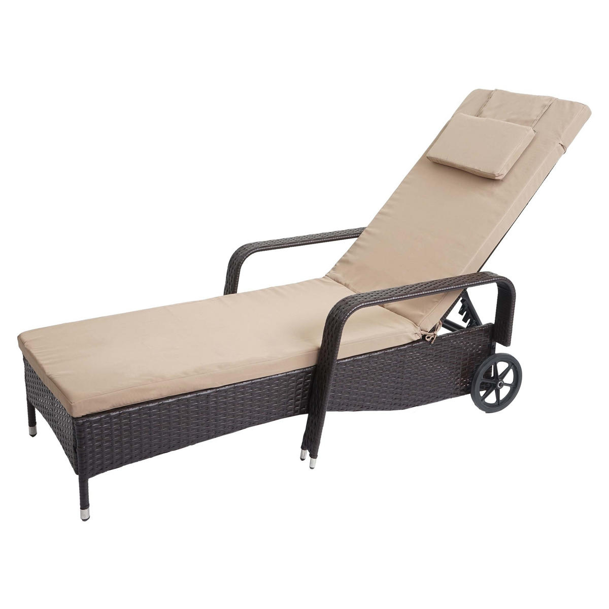 POLY-RATTAN SONNENLIEGE Braun, Beige - Beige/Braun, Kunststoff (71/108/197cm) - MCW