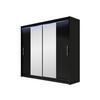 KLEIDERSCHRANK London II, mit RGB LED Beleuchtung - Silberfarben/Schwarz, Holzwerkstoff/Kunststoff (180/215/58cm) - MIRJAN24