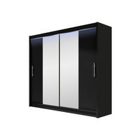 KLEIDERSCHRANK London II, mit RGB LED Beleuchtung - Silberfarben/Schwarz, Holzwerkstoff/Kunststoff (180/215/58cm) - MIRJAN24