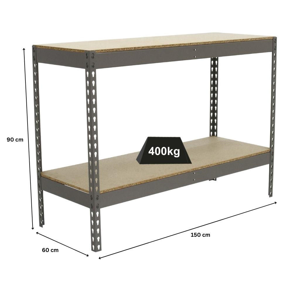SCHWERLASTREGAL MINI WOOD YETI TWO | HxBxT 90x150x60cm | Fachlast 400kg | Grau - Grau, Metall (150/90/60cm) - PROREGAL