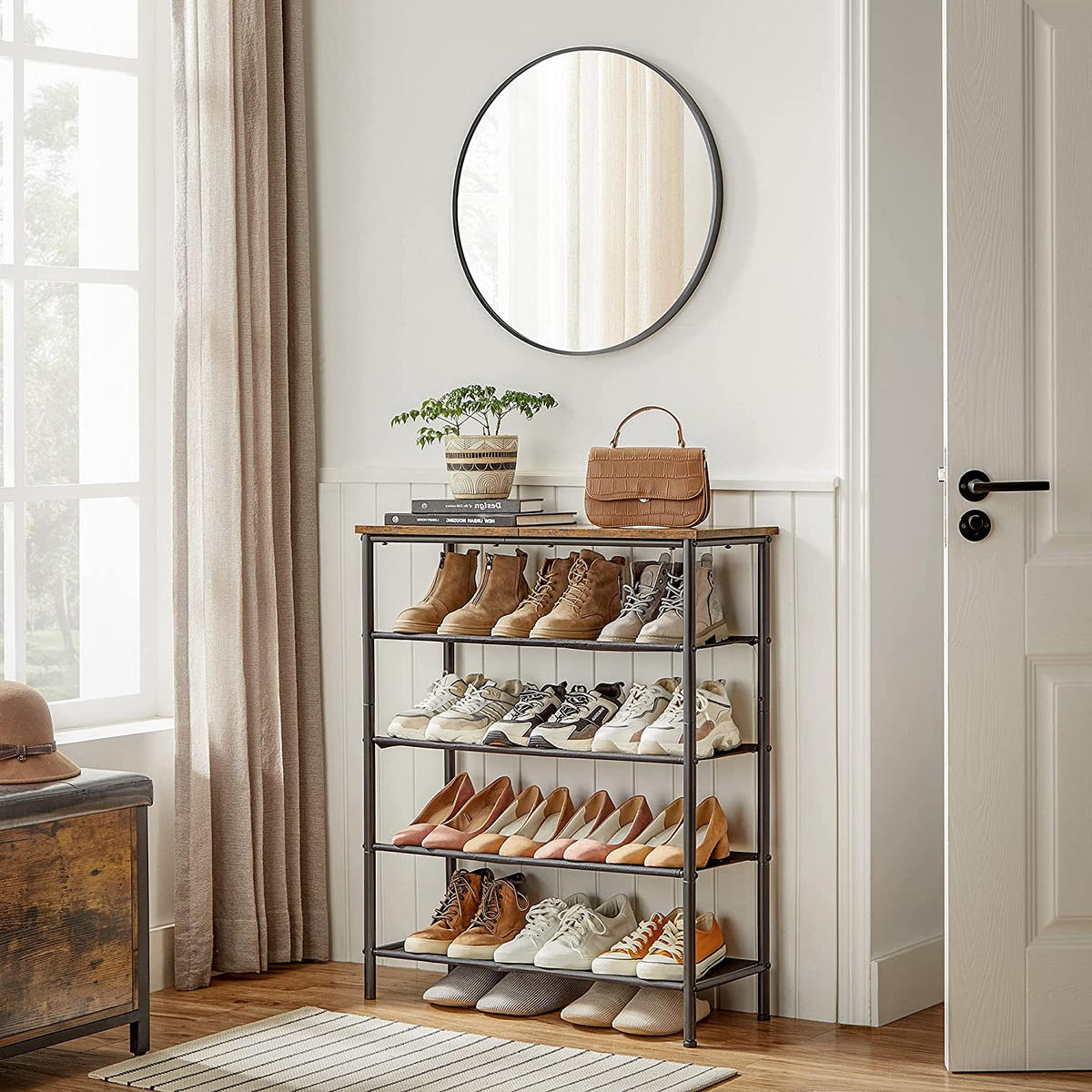 SCHUHREGAL - Braun, Holzwerkstoff (30/91/75cm) - Hansiro