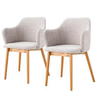 ARMLEHNENSTUHL - Strukturstoff, 2er-Set - Eichefarben/Hellgrau, Textil (55/85/60cm) - home24