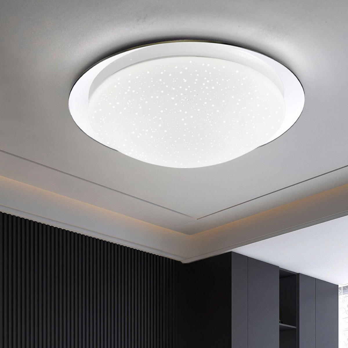 LED DECKENLEUCHTE Stahl Weiß Kunststoff Rund - Weiß, Metall (30/30/9.5cm)