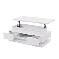 COUCHTISCH anhebbar Weiß LED 2 Schubladen 100x50x40cm Stauraum - Weiß, Holzwerkstoff (100/50/40cm) - FLIEKS