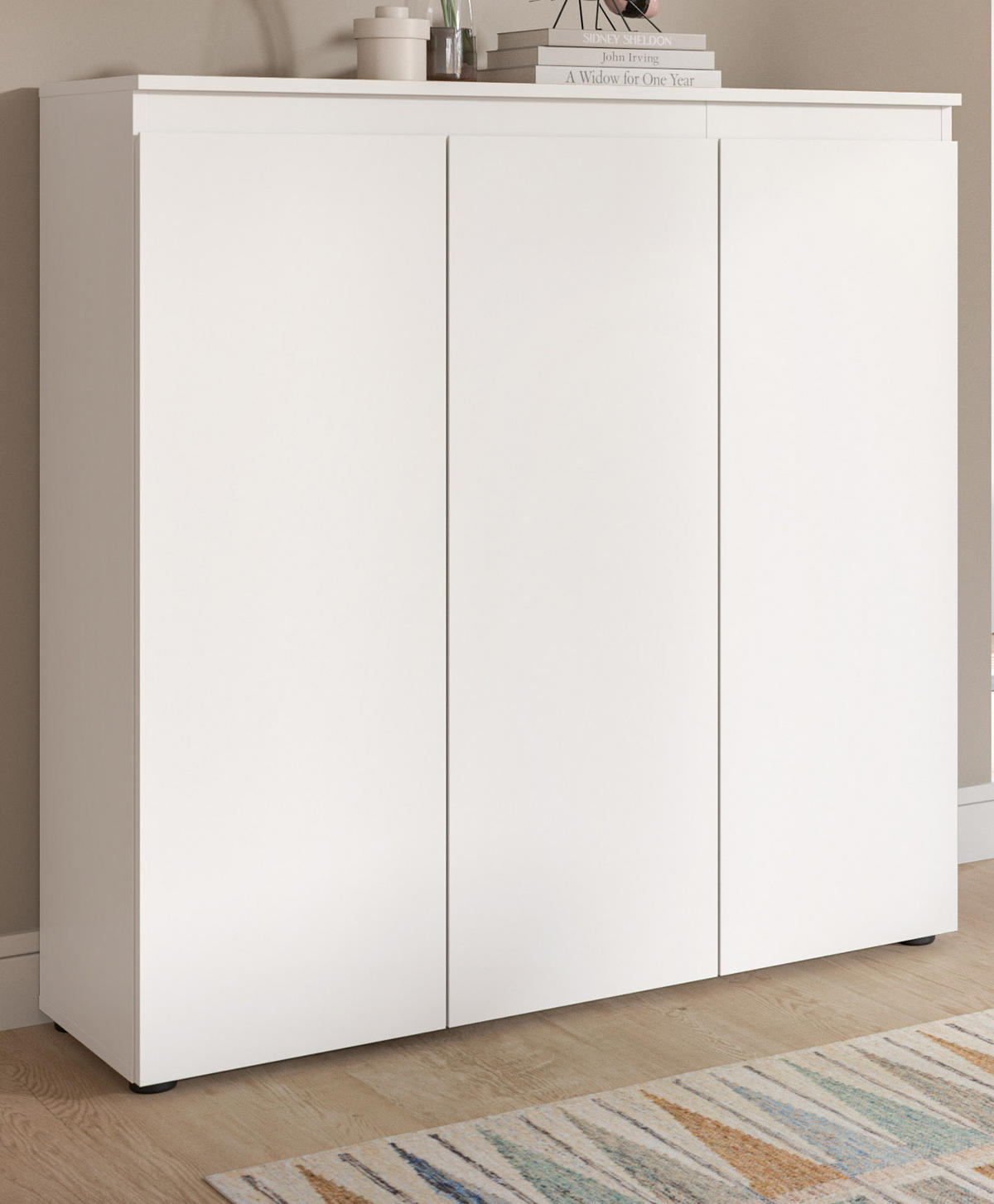 KOMMODE weiß 105 x 11 cm, Anrichte mit 10 Fächern - Schwarz/Weiß, Holzwerkstoff/Kunststoff (105/111/37cm) - Inn.Furn