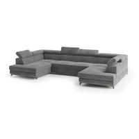 ROHOVÁ SEDAČKA VINTESSA šedá - šedá/černá, kov/dřevo (323/190cm) - MASSENO