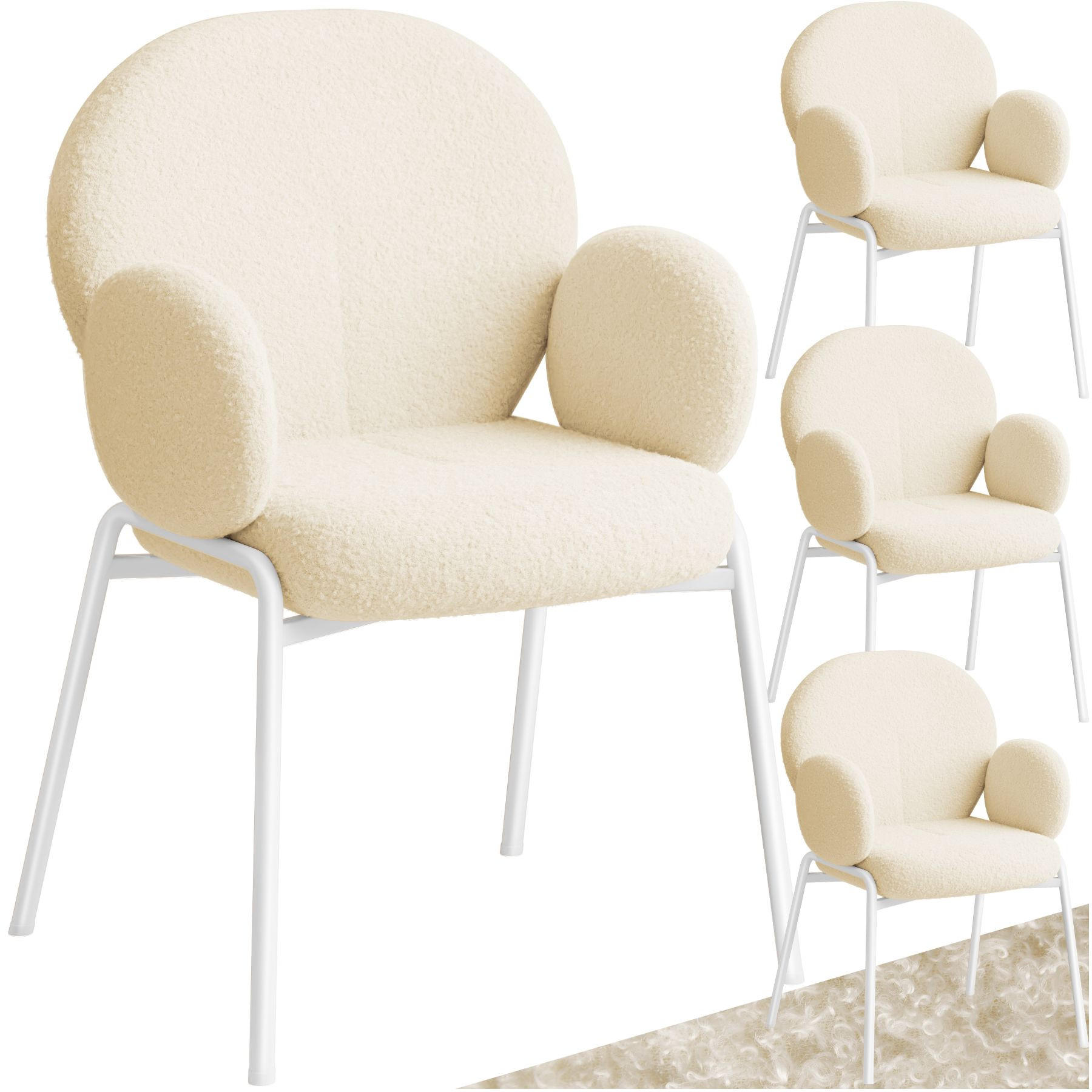 STUHL 4er Set Scandi Belastbarkeit 120 kg 61 5 x 62 x 90 - Creme, Kunststoff (62/90/61.5cm) - tectake