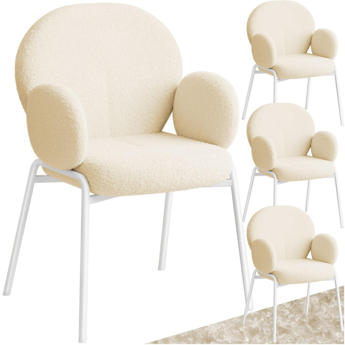 STUHL 4er Set Scandi Belastbarkeit 120 kg 61 5 x 62 x 90 - Creme, Kunststoff (62/90/61.5cm) - tectake