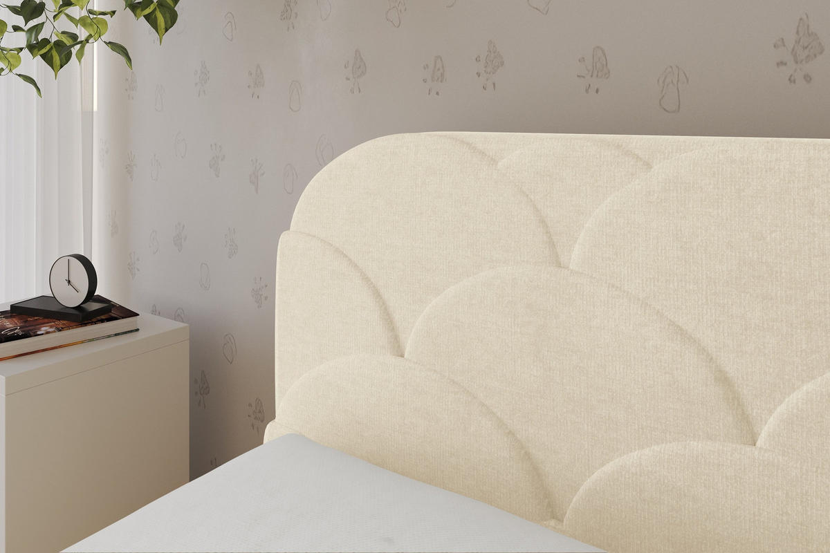EINZELLBETT Jugendbett mit Bettkasten, Rechts - ELRY 100x200 Beige - Naturfarben, Holzwerkstoff/Textil (100/200cm) - ALTDECOR