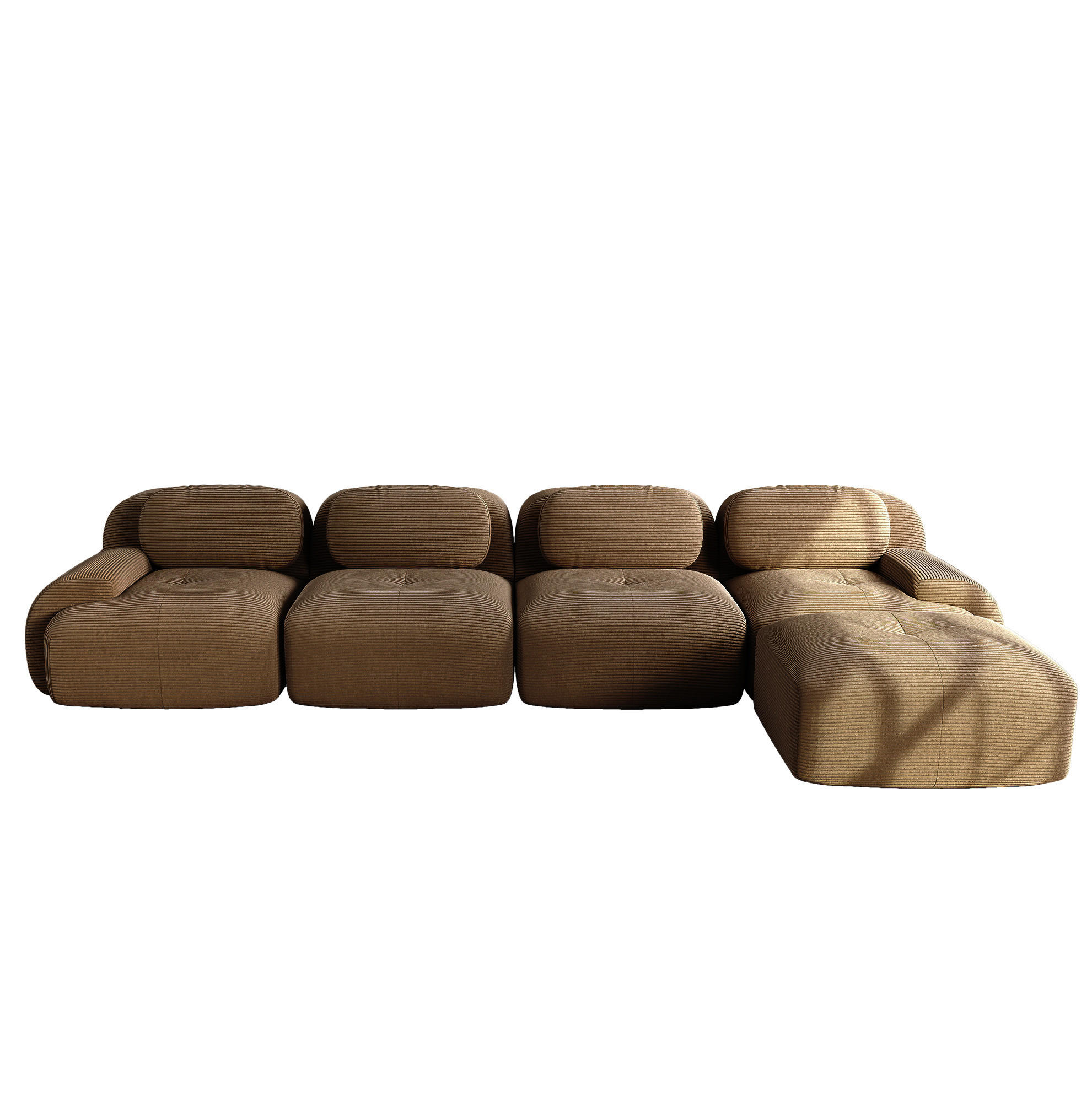 ECKSOFA 388/178/75 cm braun aus Cordstoff modular und montagefrei - Braun, Textil (178/388cm) - OKWISH