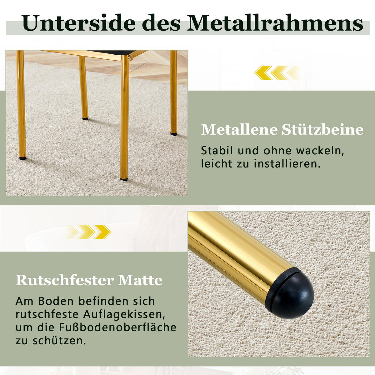 STUHL-SET DE-36576 4 Stück mit PU-Bezug und Metallbeinen Schwarz - Schwarz, Metall (42.6/93/43cm) - ComfortXL