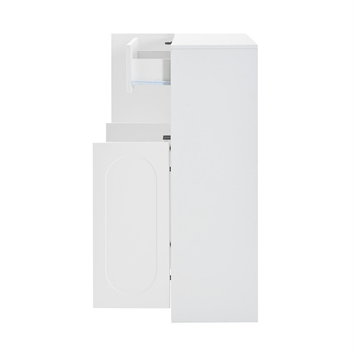 SCHUHSCHRANK 2-in-1 mit Sitzbank Weiß 130x35x110cm - Weiß, Holzwerkstoff (35/110/130cm) - FLIEKS