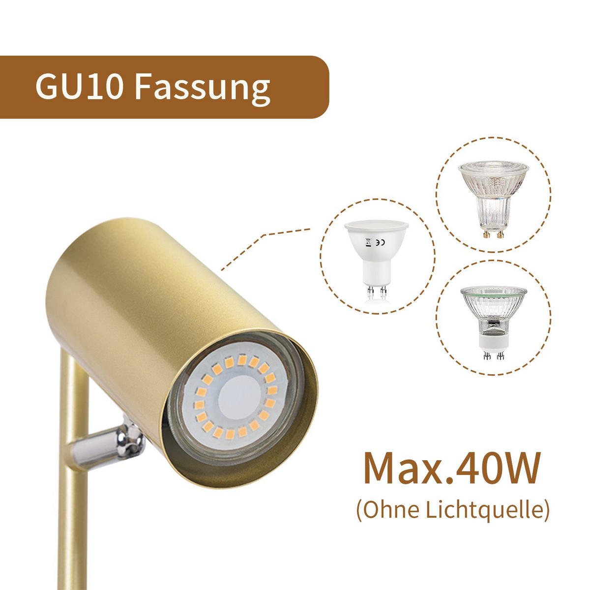 TISCHLAMPE Kian 13/12/35 cm - Goldfarben, Metall (13/12/35cm) - ZMH