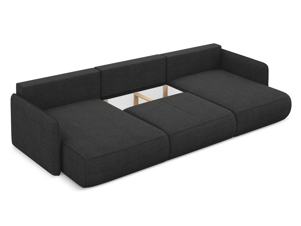 WOHNLANDSCHAFT Chenille Stoff Schwarz - Anthrazit/Schwarz, Kunststoff/Textil (290/86/148cm) - Makamii