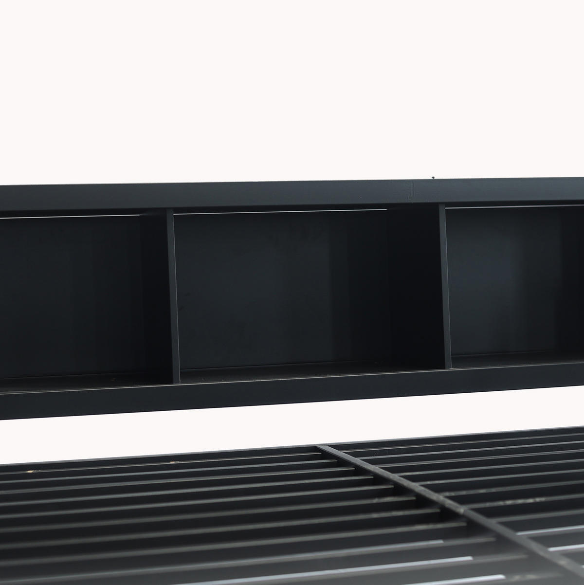 HOCHBETT aus Metall und Holz 140x200 cm in Schwarz mit Stauraum & Schrank - Schwarz, Metall (140/200cm) - Modfu