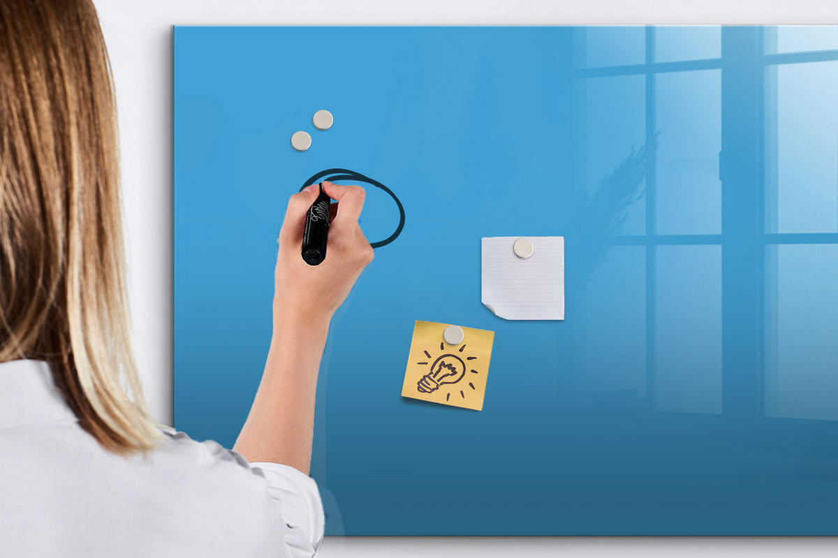 MAGNETTAFEL 100x70 Blau schwarzer Marker - Blau, Glas (100/0.4/70cm) - TULUP