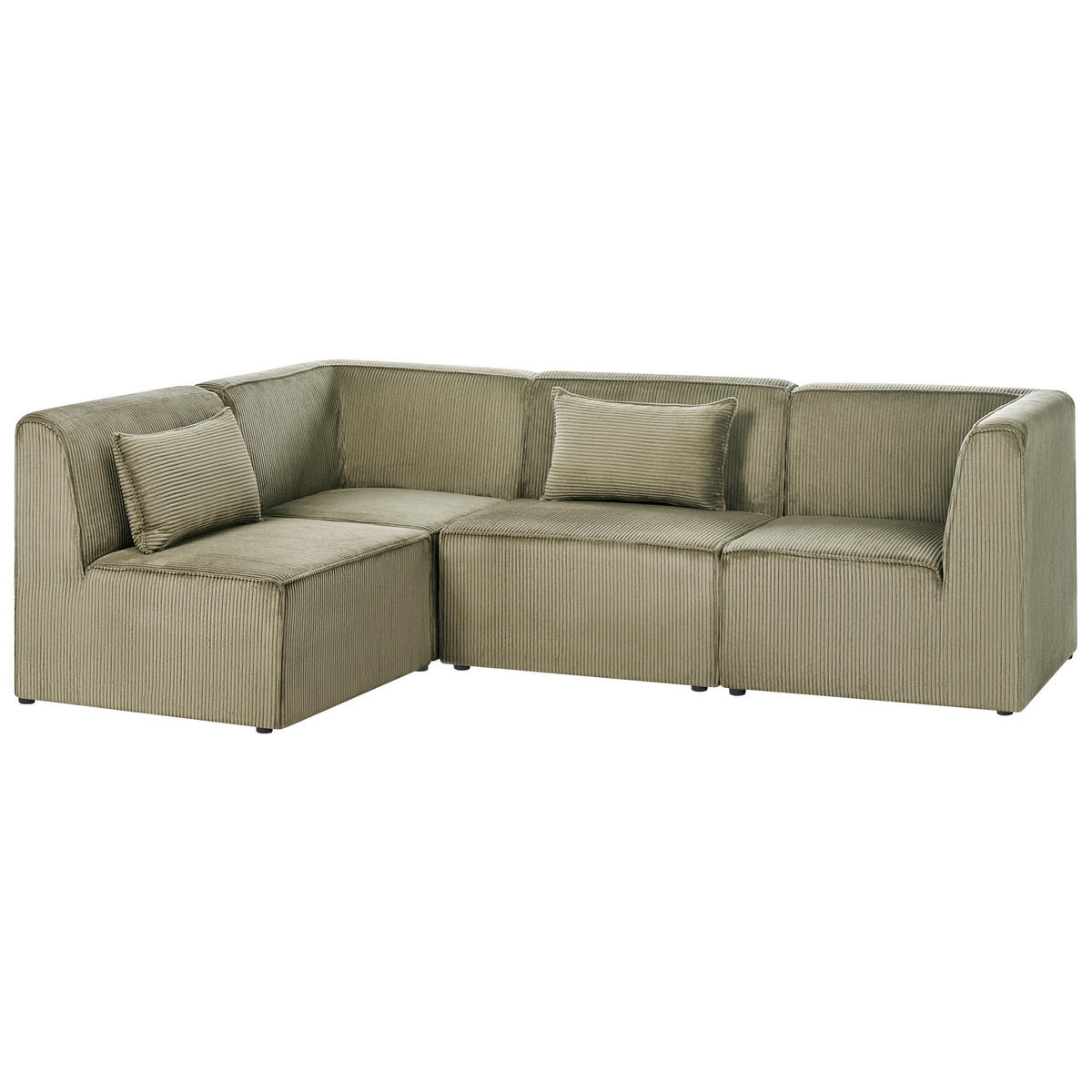 COLȚAR modul cu 4 locuri pe partea dreaptă verde reps reiat Lemvig - verde, material textil (250/166cm) - Beliani