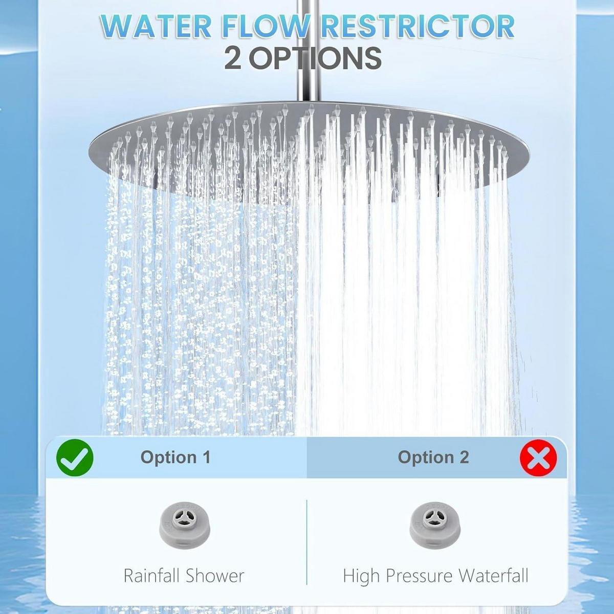 REGENDUSCHE 40 cm Chrom Edelstahl 304 Wassersparend - Silberfarben, Metall (40.6/12.7/40.6cm)