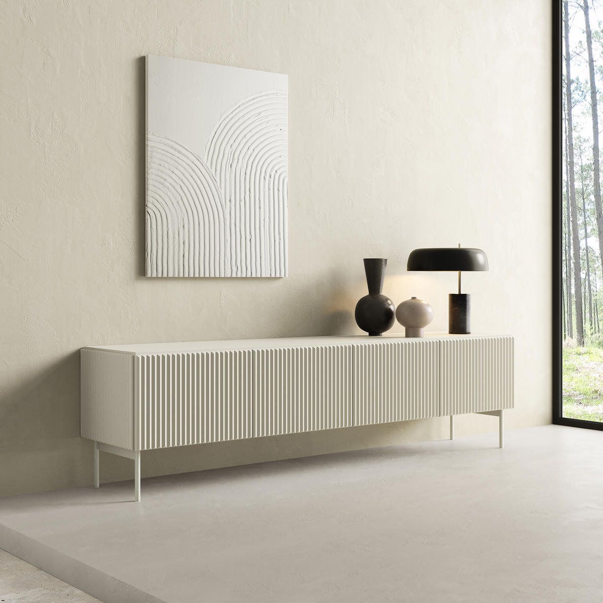 LOWBOARD TRATTO 195,2/51,2/39,8 cm, Kaschmir - Kaschmir, Holzwerkstoff (195.2/51.2/39.8cm) - MASSENO