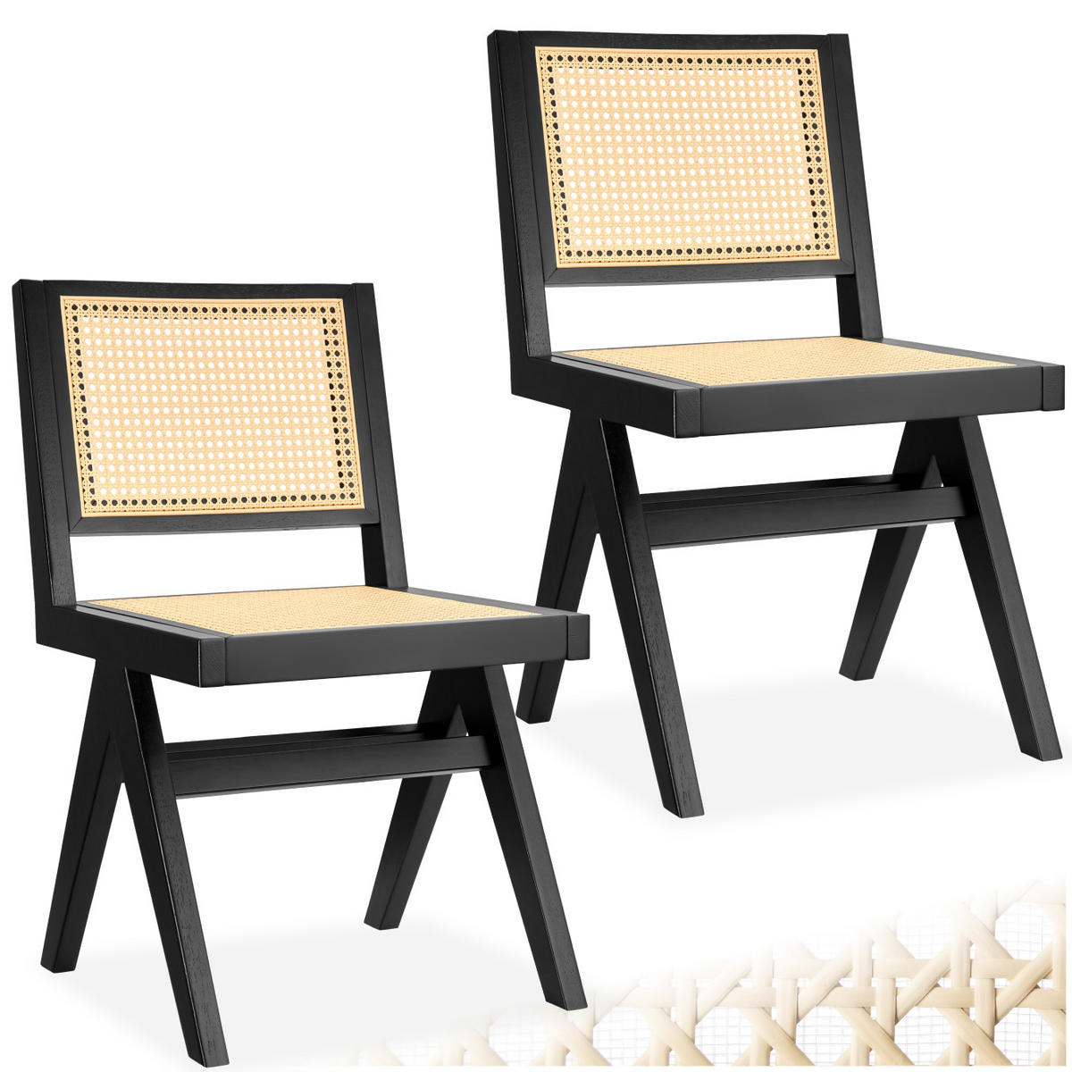 HOLZSTUHL 2er Set Lissy,48,5 x 53,5 x 83 cm, Belastbarkeit 120 kg,schwarz - Schwarz, Holz (48.5/83/53.5cm) - tectake