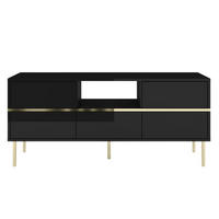 LOWBOARD Marika, Schwarz, Gold, Hochglanz - Goldfarben/Schwarz, Holzwerkstoff/Metall (137.5/60.5/39.5cm) - Dancan