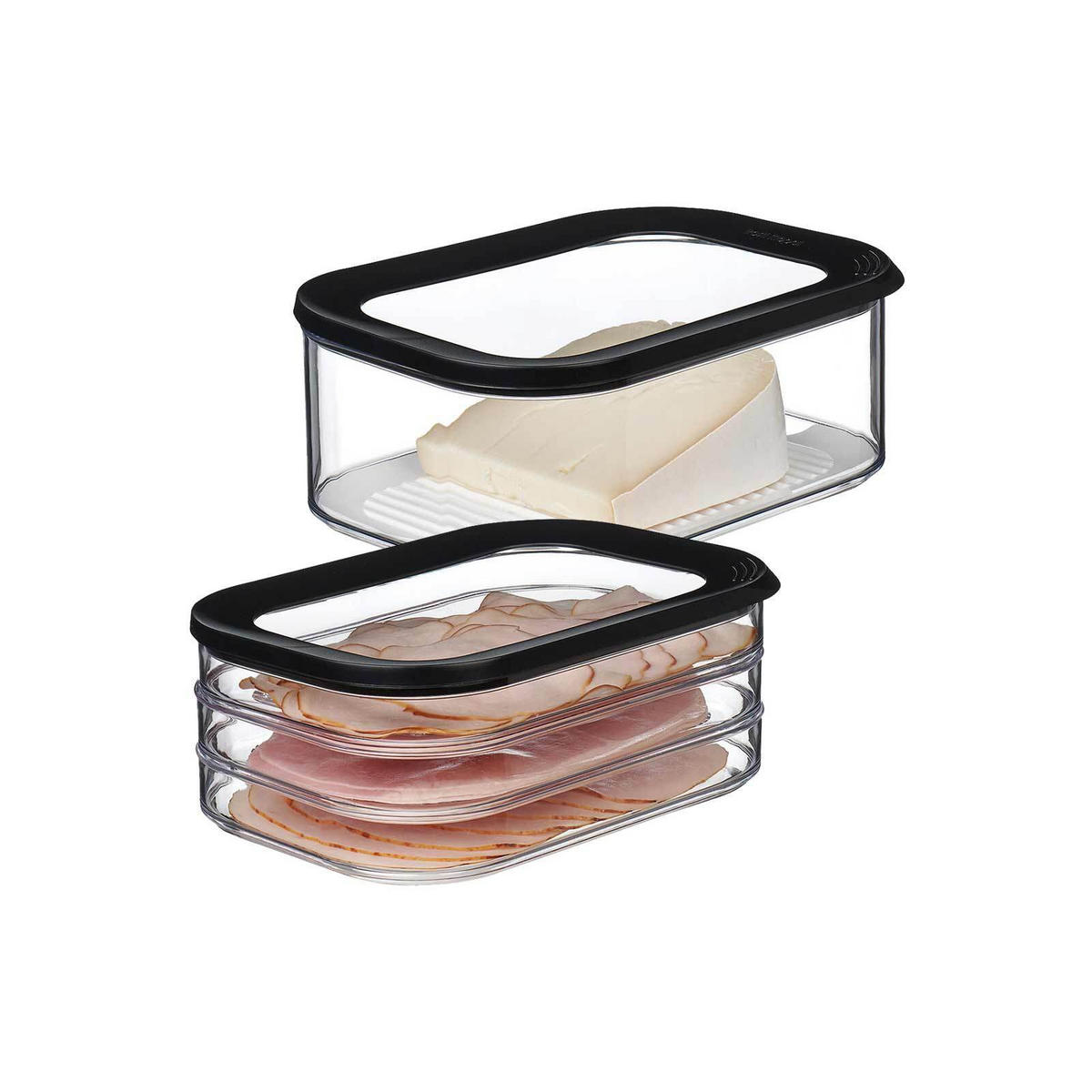 FRISCHHALTEDOSEN WURST UND KÄSE Modula schwarz 2er Set - Schwarz, Kunststoff (1/1/1cm) - Mepal