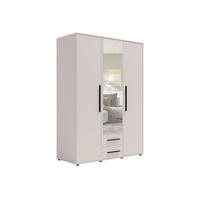 KLEIDERSCHRANK Maxivo Kaschmir, dreitüriger Kippschrank mit Schubladen und Spiegel, Erweiterung - Kaschmir/Schwarz, Holzwerkstoff (150/248/59cm) - Bettso