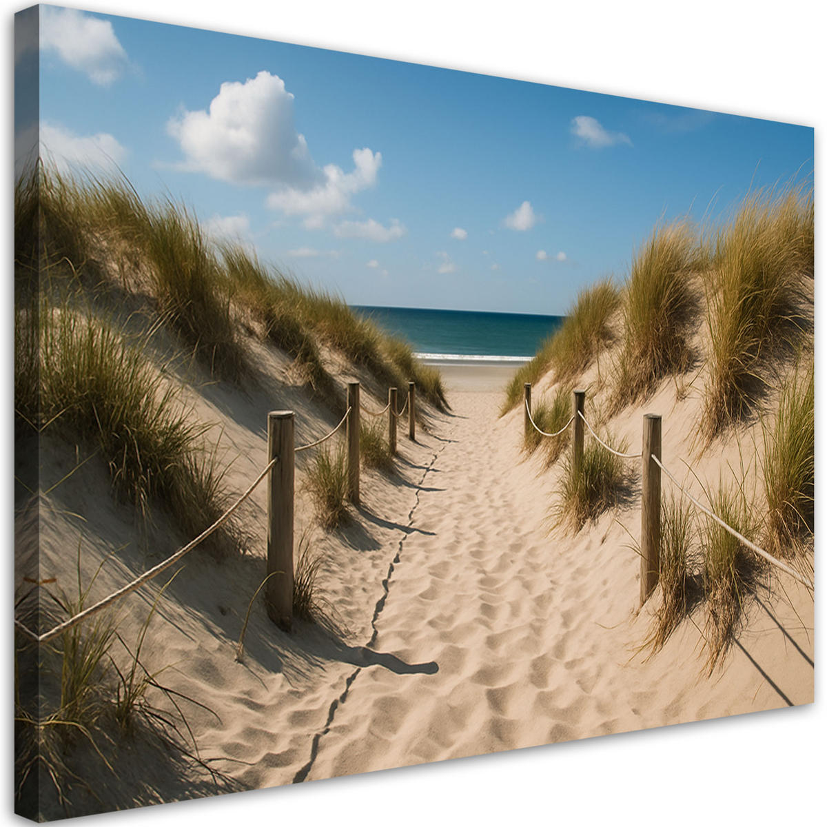 LEINWANDBILD Weg zum Strand Shabby Chic 120x80cm - Blau, Textil (120/80cm) - Feeby