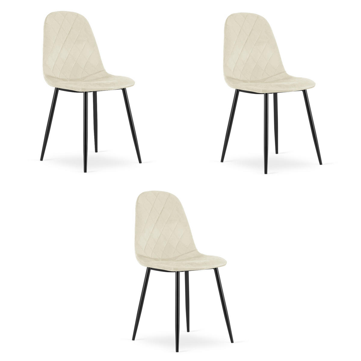 ESSZIMMERSTUHL 3-er Set DAPI beiger Sitz - Beige, Textil (44.5/87.5/50.5cm) - Valora