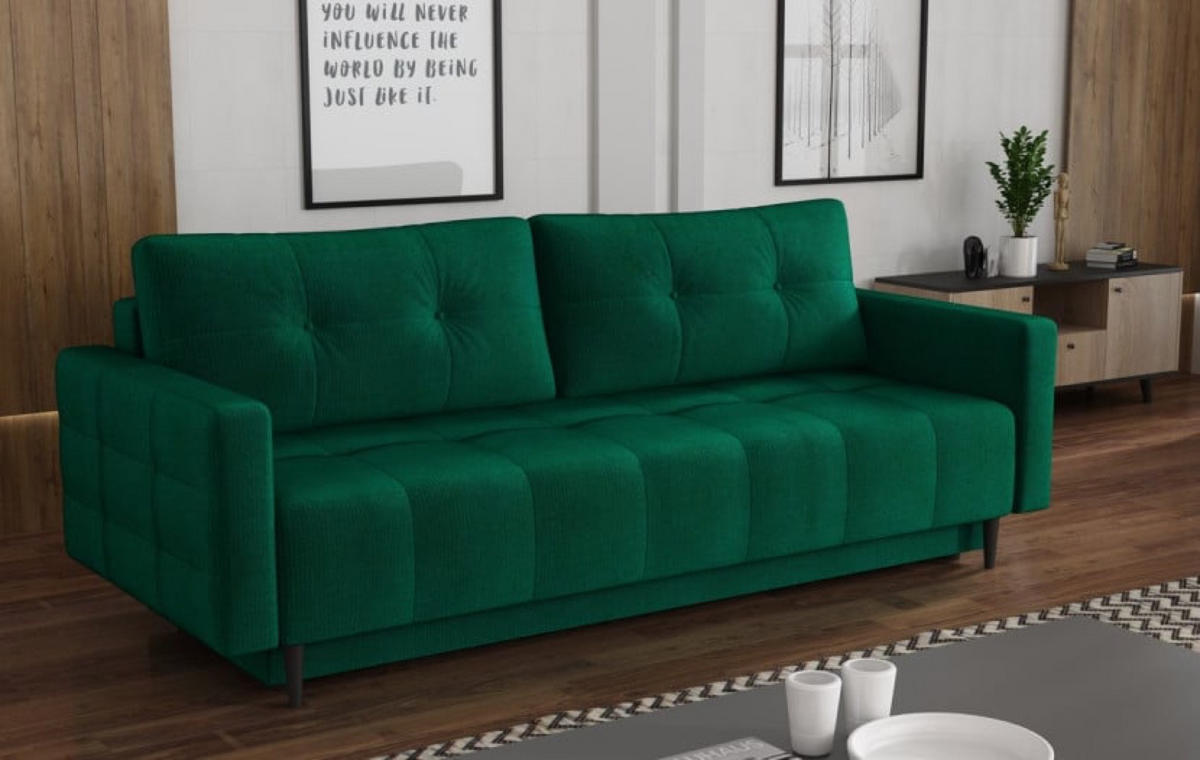 SOFA Grün RIS Ausziehbar - Grün, Textil (222/86/93cm) - Sepro Meble