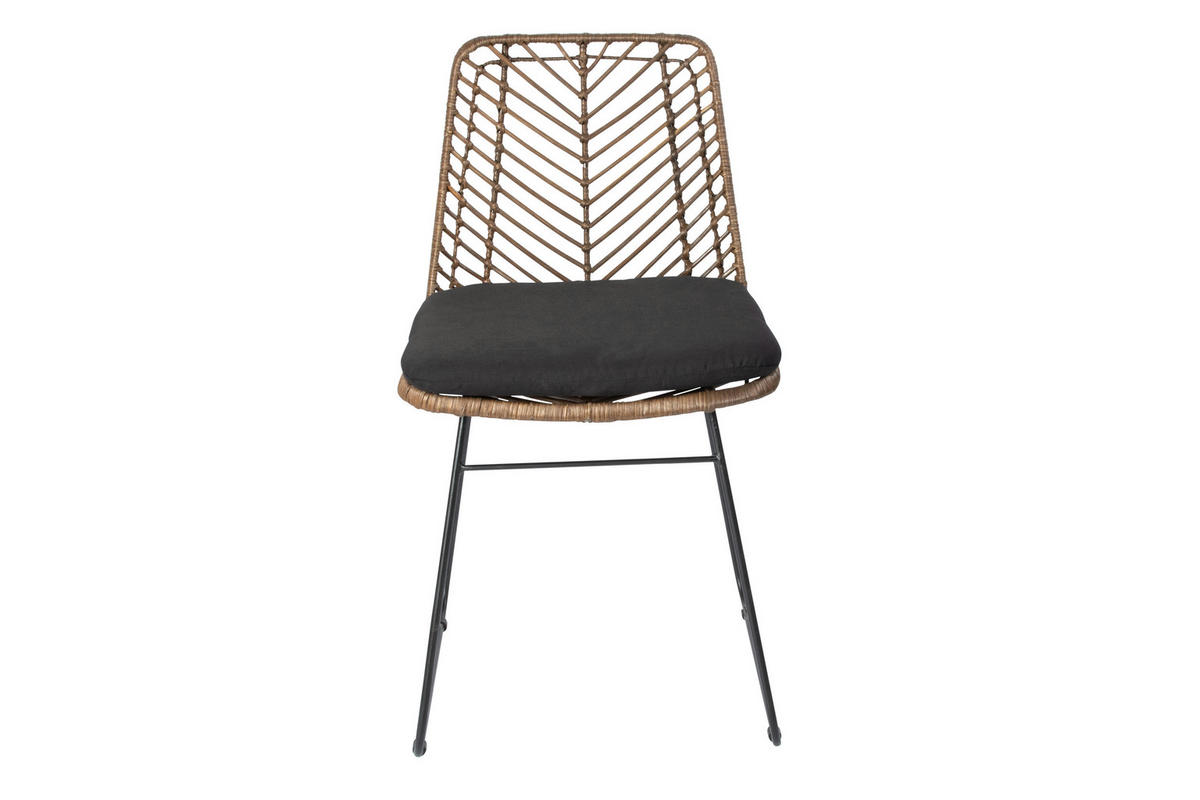 ESSZIMMERSTUHL KAIRO - Nussbaumfarben/Schwarz, Naturmaterialien/Metall (45/80/40cm) - SAM