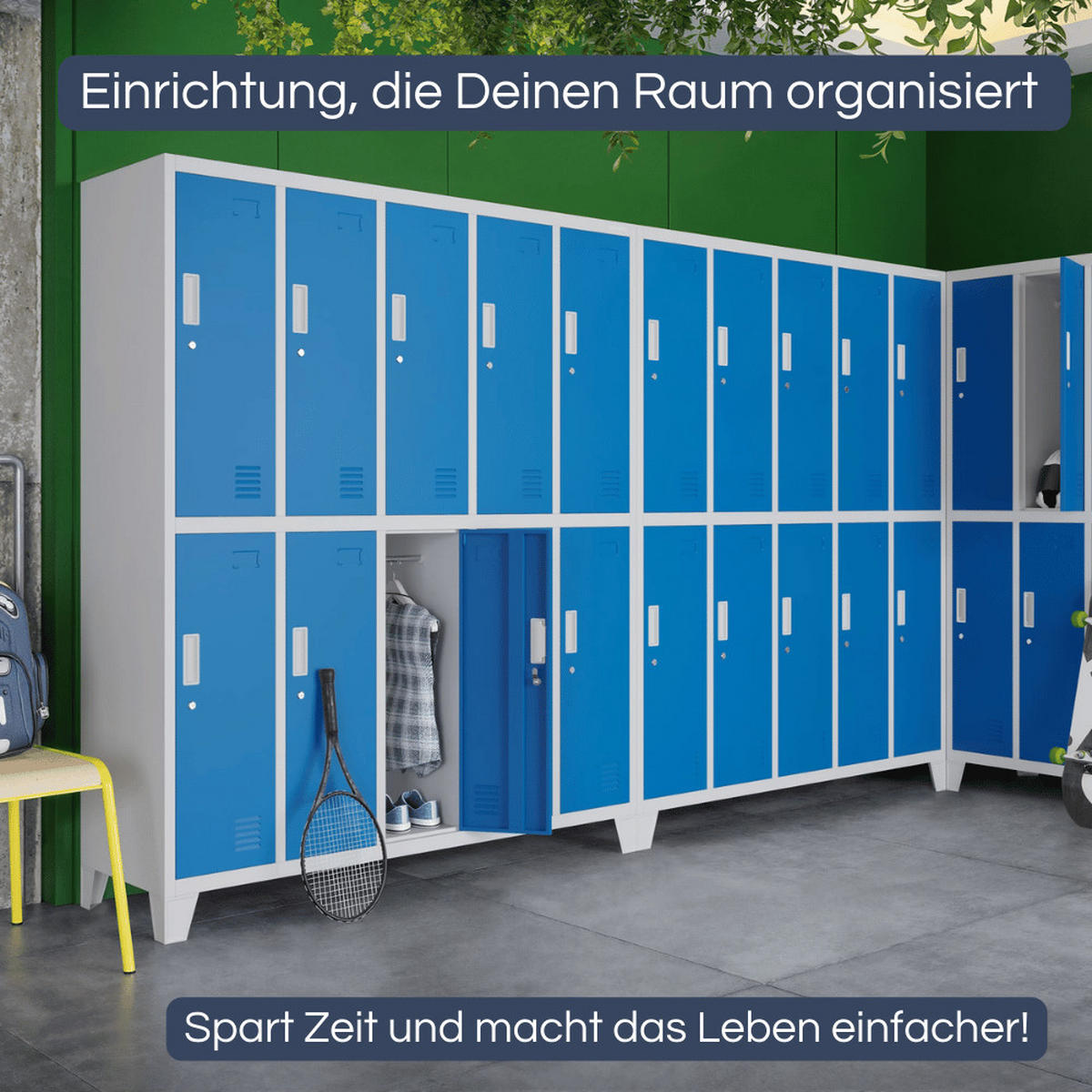 UMKLEIDESCHRANK Spind BERLIN 10 Abteile 172x136x45cm Grau-Blau - Grau, Metall (136/172/45cm) - DELUKE