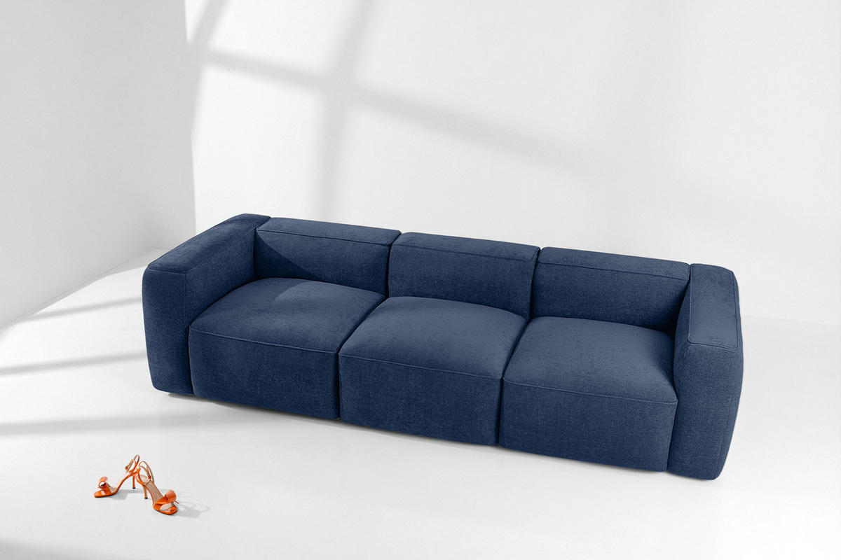 3-SITZER SOFA FUBBO, Dunkelblau - Dunkelblau, Holz/Holzwerkstoff (290/73/96cm) - KONSIMO®