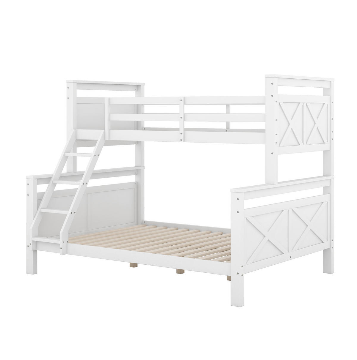ETAGENBETT 90/140/200 cm, teilbar in 2 Betten mit Leiter und Sicherheitsgeländer aus Kiefern , Weiß - Weiß, Holzwerkstoff (140/200cm) - Redom