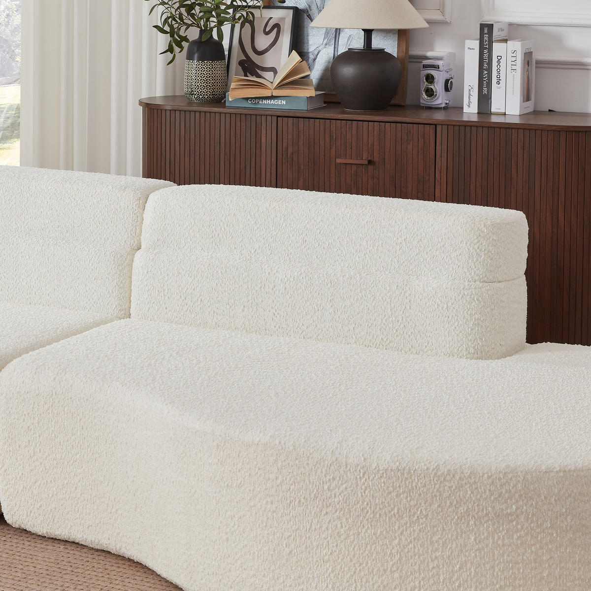 4-SITZER SOFA Chenille Beige 2-teilig modular - Beige, Textil (310/65/110cm) - WISHDOR