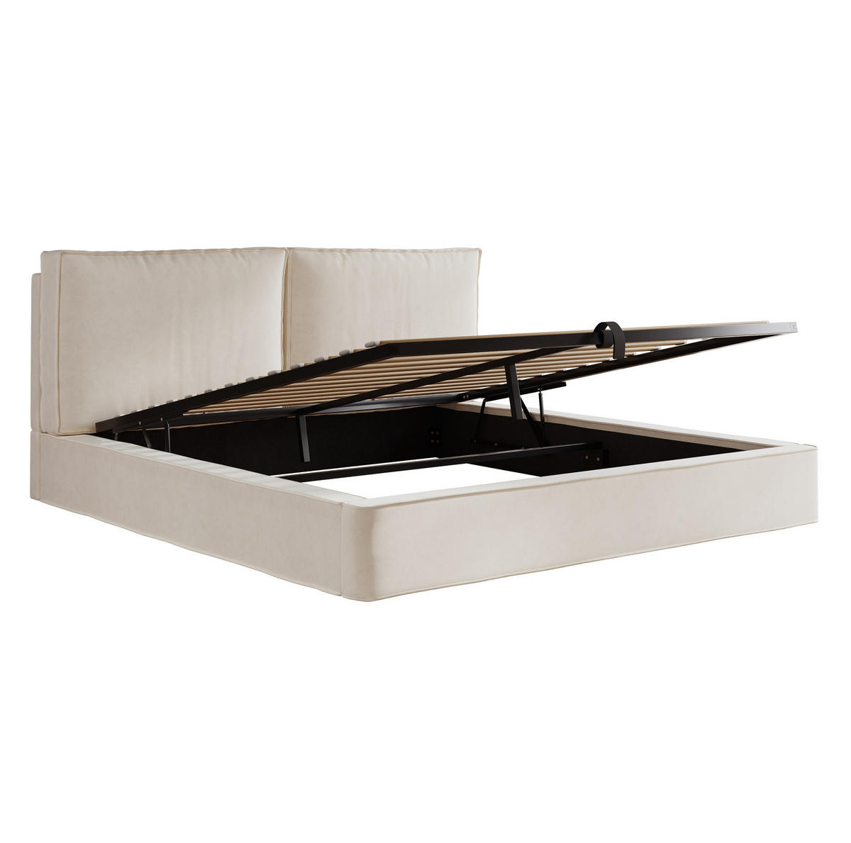 POLSTERBETT 180x200 cm in Beige mit hydraulischem Bettkasten und Lattenrost - Beige, Textil (180/200cm) - IVMEU