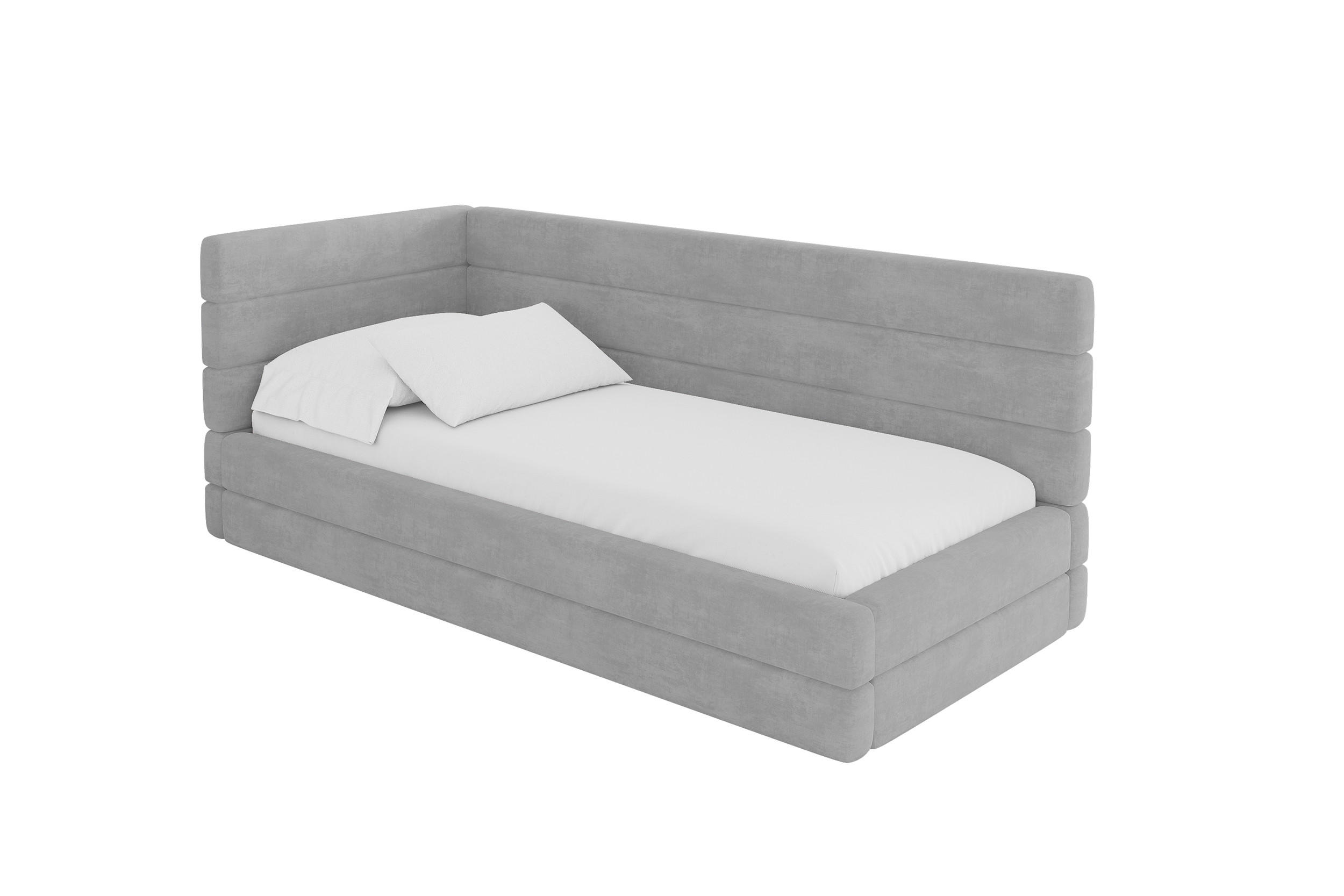 EINZELLBETT Jugendbett mit Bettkasten und Matratze H3/H4, Rechts - BEMY 90x200 Grau - Silberfarben, Holzwerkstoff/Textil (90/200cm) - ALTDECOR
