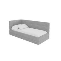 EINZELLBETT Jugendbett mit Bettkasten, Rechts - BEMY 90x200 Grau - Silberfarben, Holzwerkstoff/Textil (90/200cm) - ALTDECOR