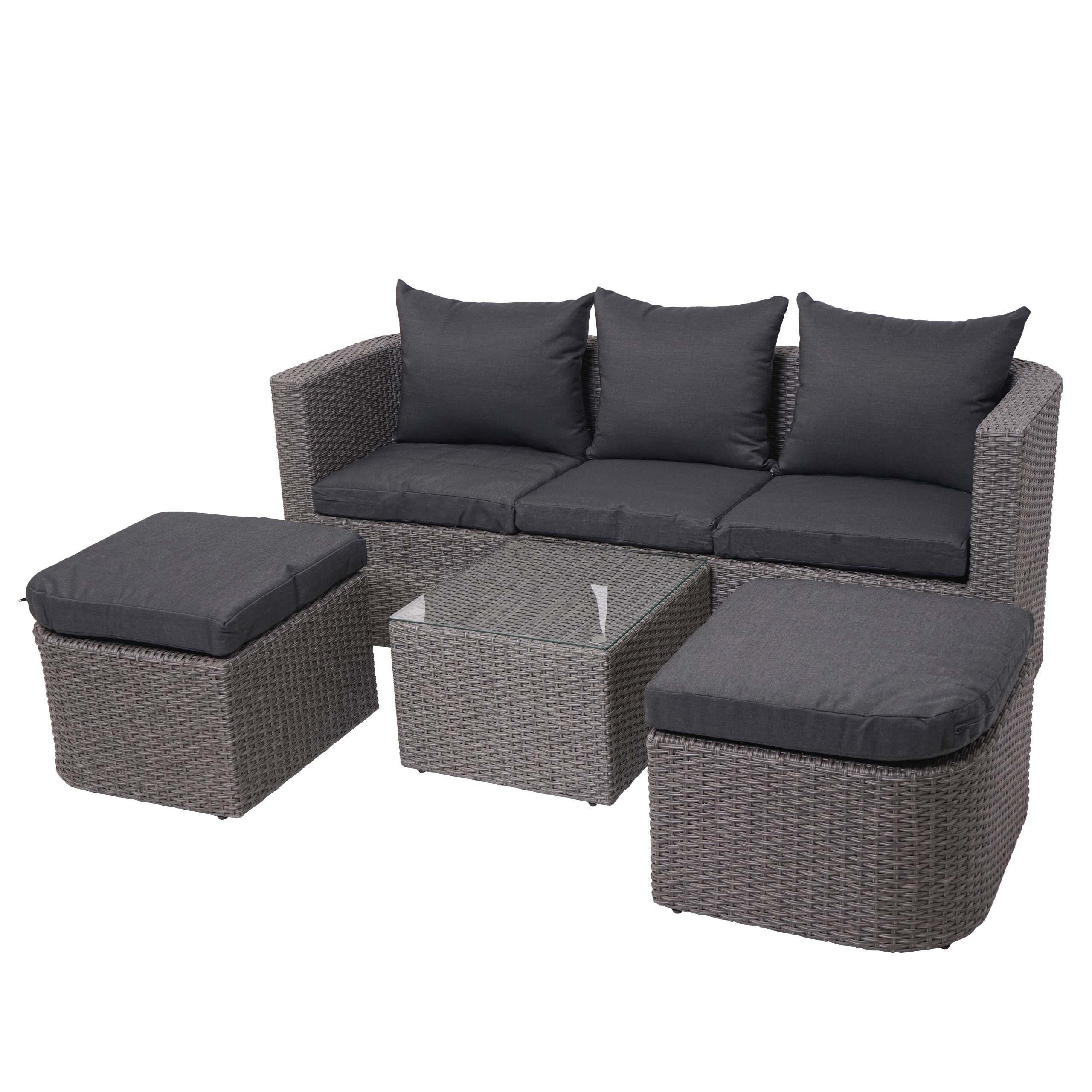 LOUNGE-SET Grau, Anthrazit - Anthrazit/Grau, Holz - MCW