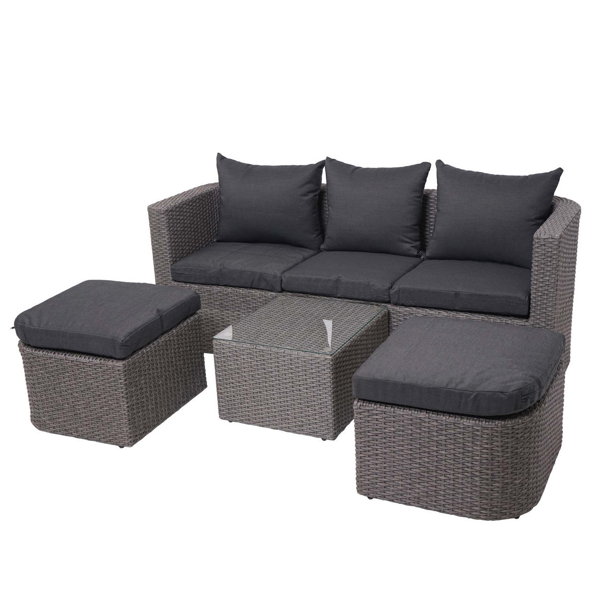 LOUNGE-SET Grau, Anthrazit - Anthrazit/Grau, Holz - MCW