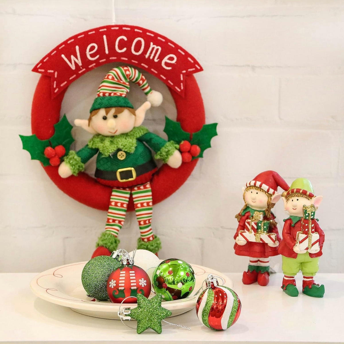 WEIHNACHTSKUGELN 35-teiliges Set 5 cm Kunststoff Rot Grün Weiß - Multicolor, Kunststoff (5/5/5cm)