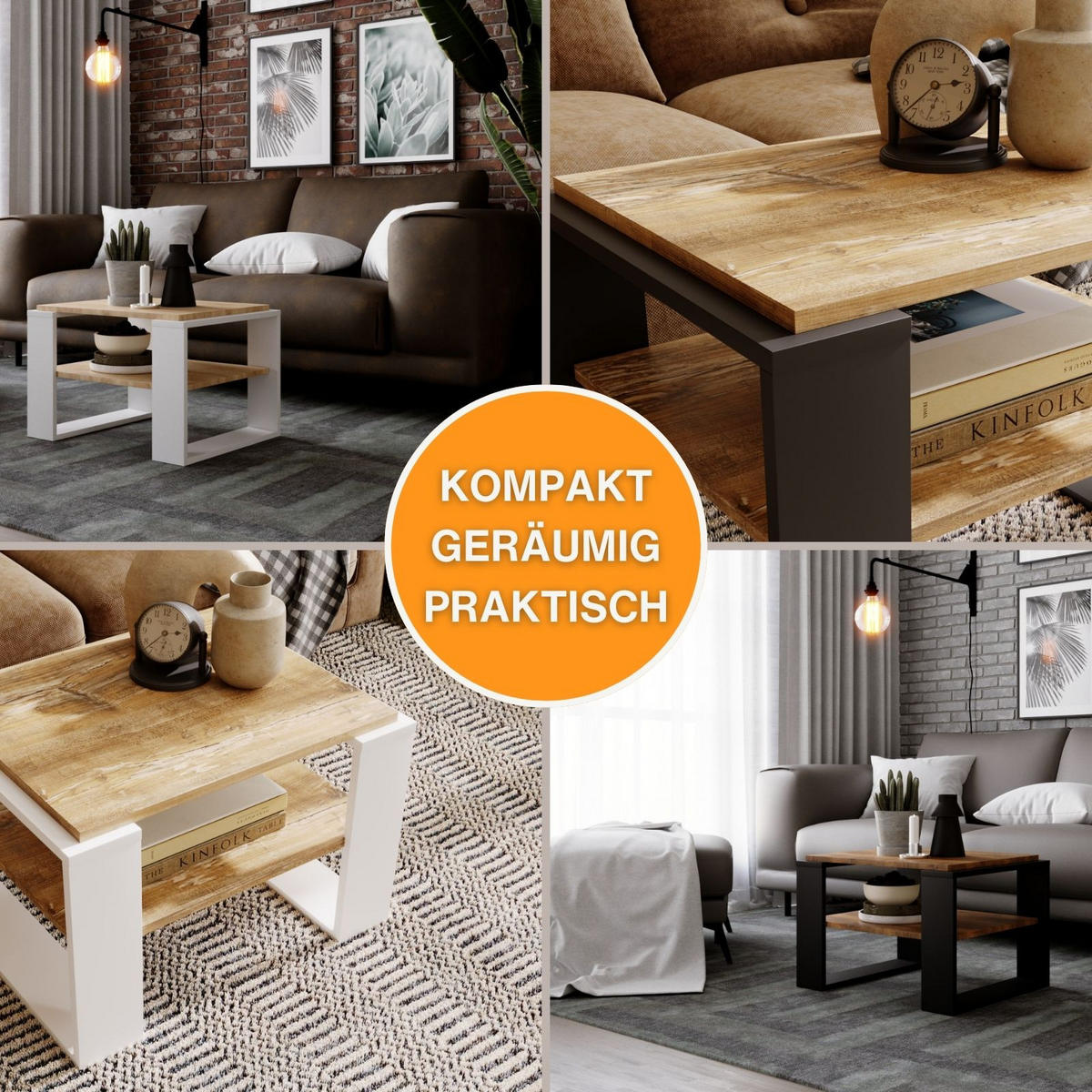 COUCHTISCH Holzwerkstoff rechteckig stabil Sonoma Eiche 44/54/63cm - Weiß/Sonoma Eiche, Holzwerkstoff (54/63/44cm) - CraftPAK