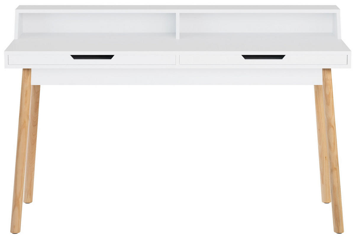 SCHREIBTISCH 140/60/85 cm Holz Weiß - Eukalyptusholzfarben/Weiß, Holz (60/140/85cm) - CLP