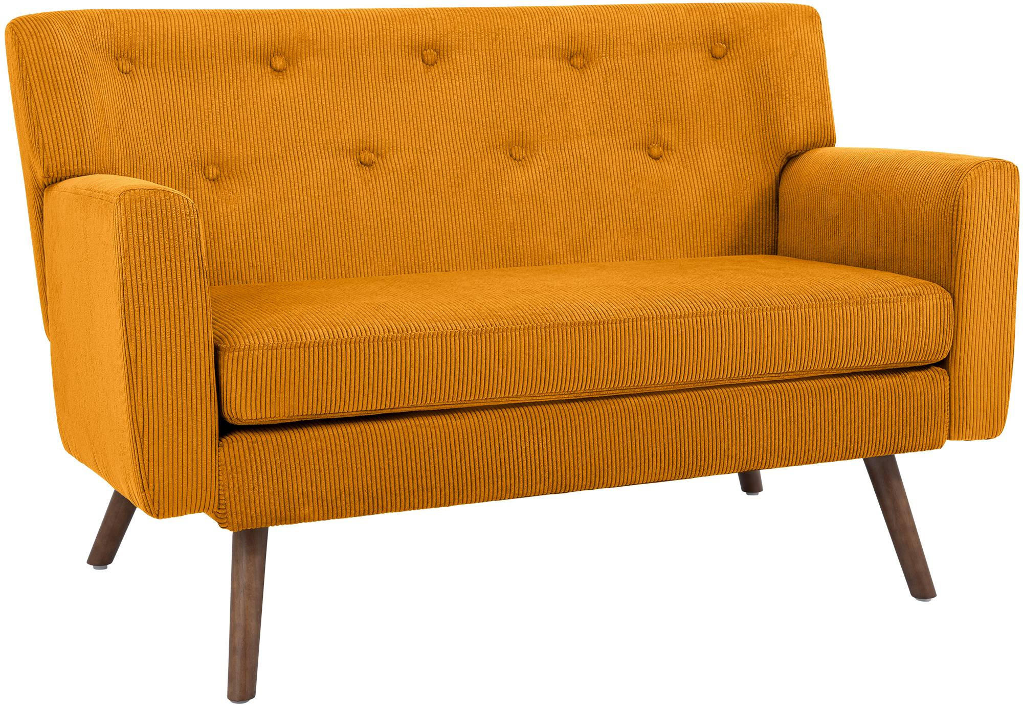SOFA Arne Cord 2-Sitzer 120x74x81cm Cord Orange Couch - Orange, Kunststoff (120/81/74cm) - DELUKE